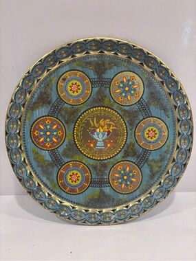 Vintage daher wear ambrosia cocktail tray made in England round toleware